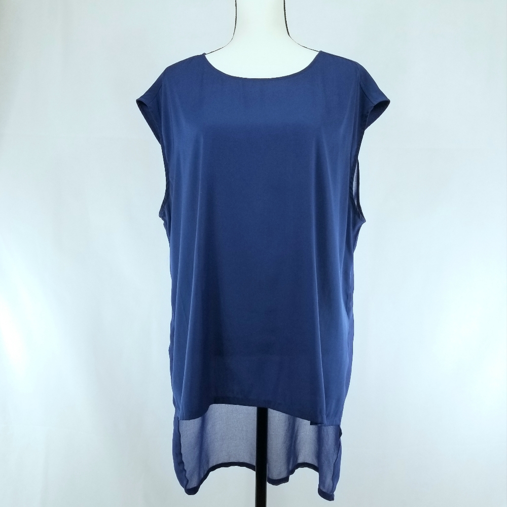 Indigo Blue Sleeveless High Low Tunic